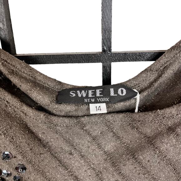 Swee Lo New York Grey Embellished Silk Dress 14 - Picture 4 of 9